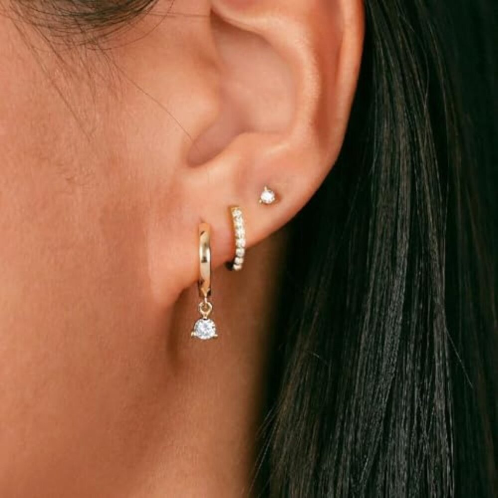 3 Pairs‎ Small Hoop Earring Stacks